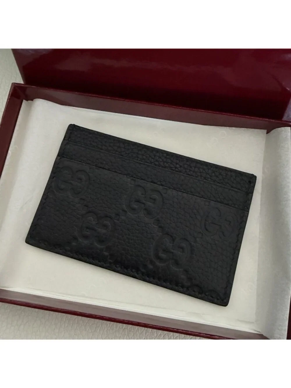 NEW GUCCI Leather Black Cardholder GG 100% Authentic